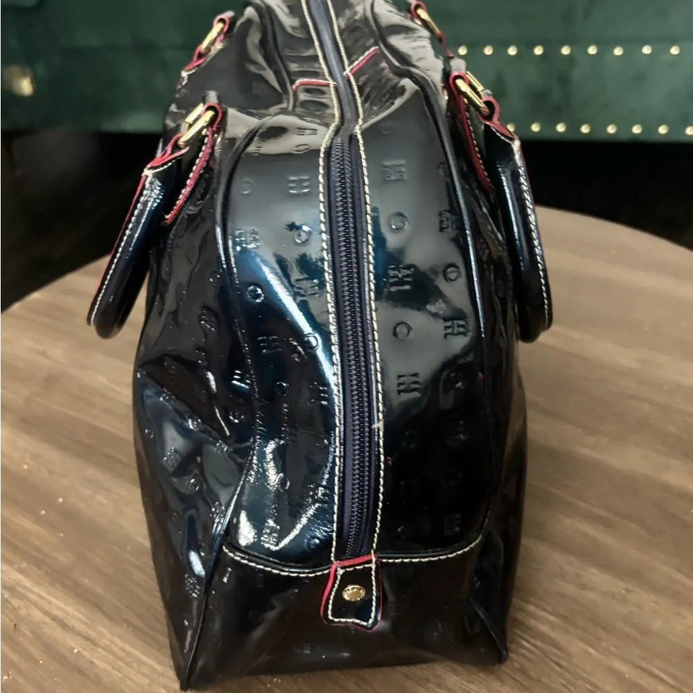 Arcadia Dark Blue Patent Leather Tote Bag - Picture 6 of 11